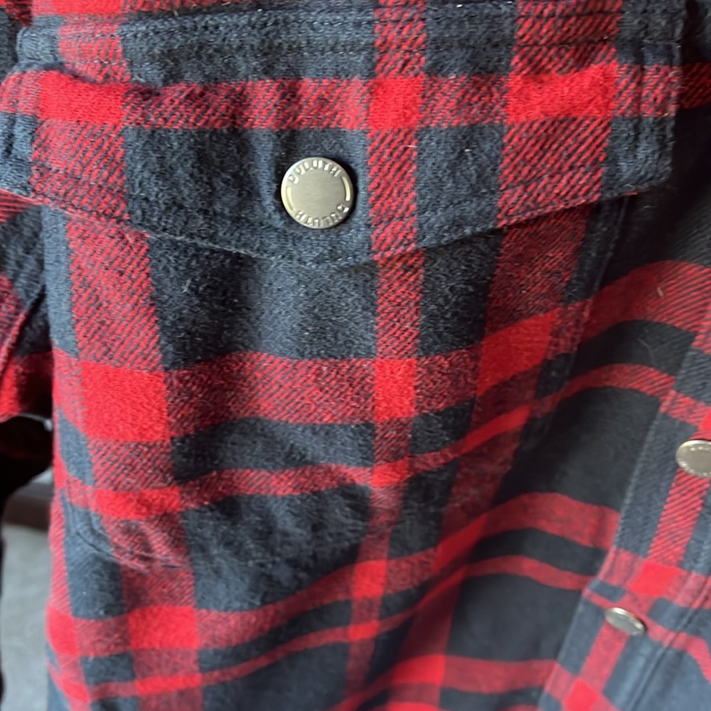Duluth Trading Co. Navy and red flannel ShirtJac. 3XL. Worn one time - Picture 4 of 9